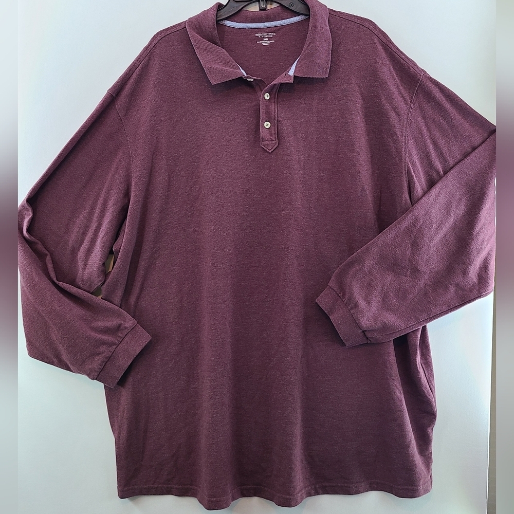 ROUNDTREE & YORKE Men's Burgundy Long Sleeve Polo Shirt - Size 3XB